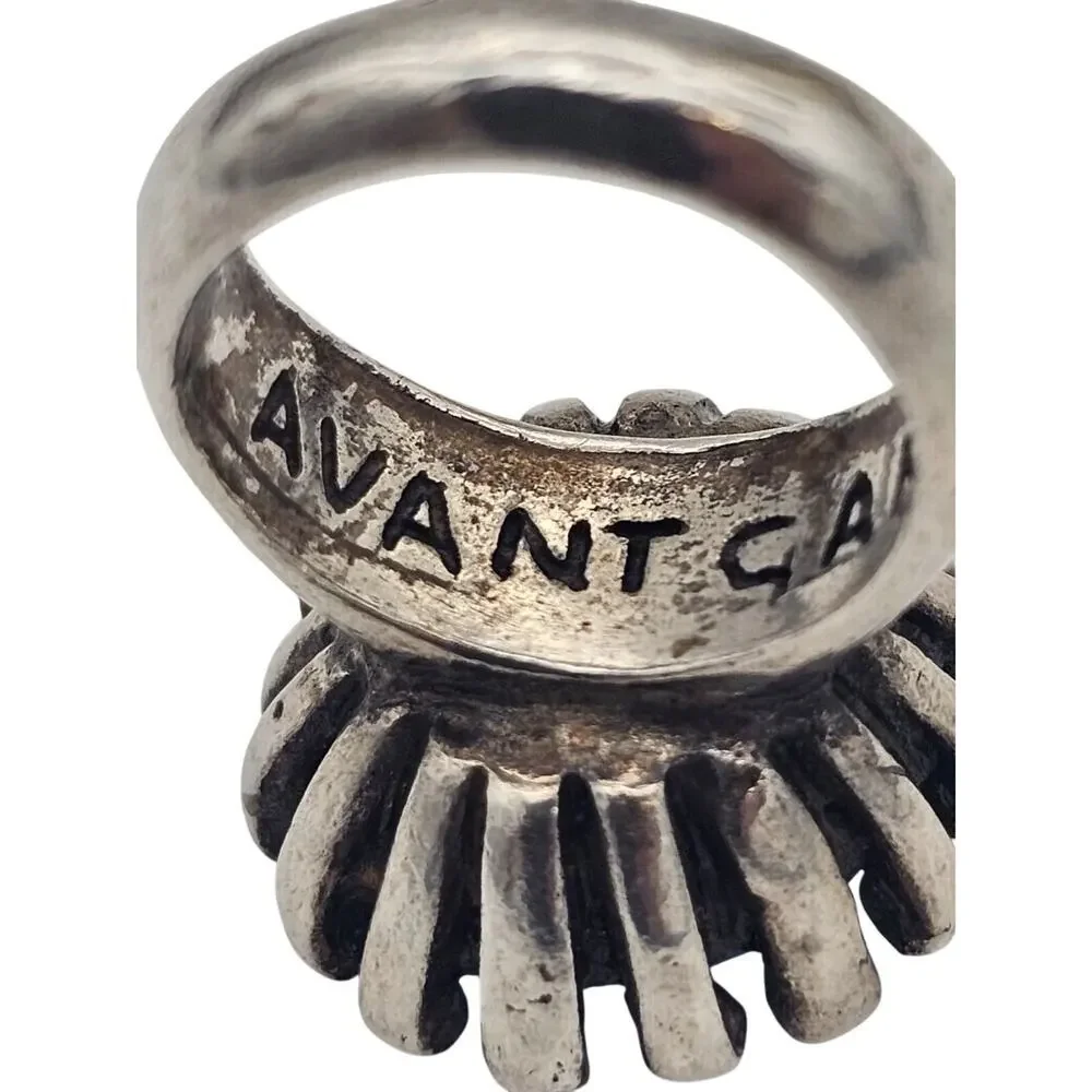 Vtg Avant Garde Sterling Silver Blue Stone Cocktail Ring Size 5.5 Signed